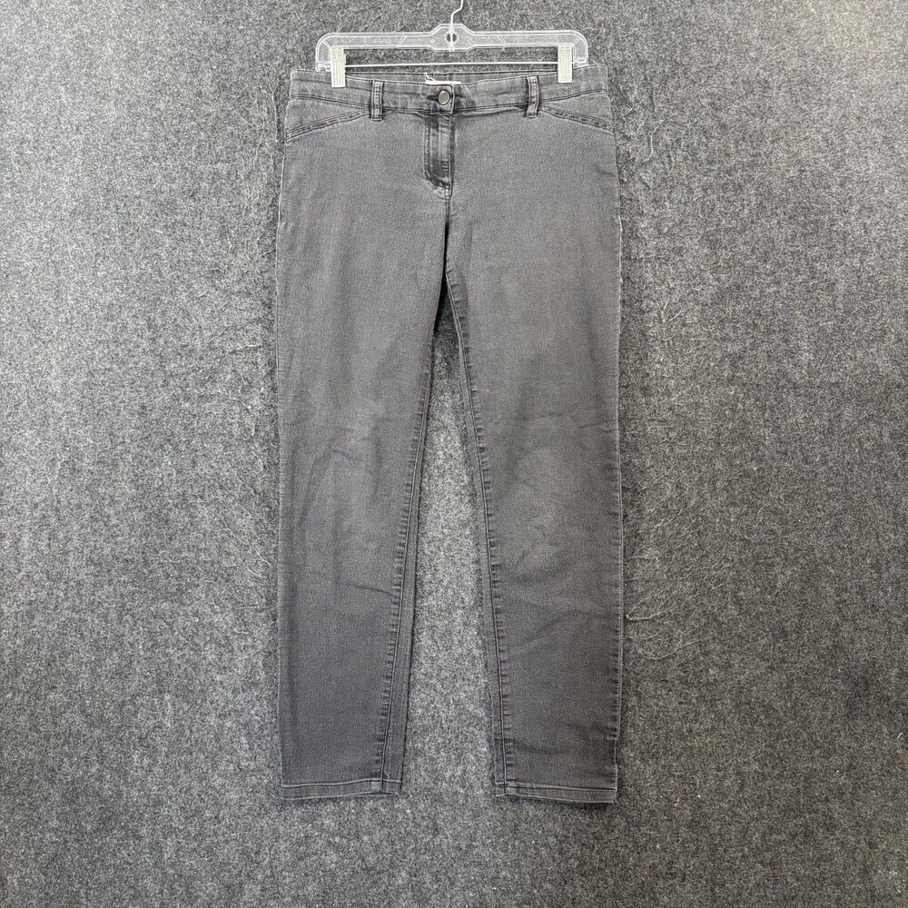 Eileen Fisher Jeans Women's 8 Gray Charcoal High Rise Skinny Slim Denim Portugal